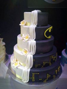 A Batman themed wedding cake