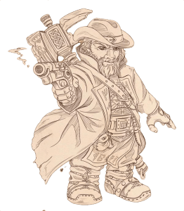 Barron Redheart, the dwarf gunslinger played by Grant.