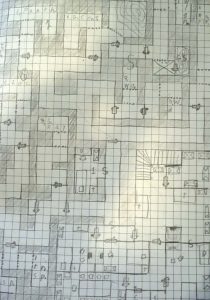 hand drawn DnD grid paper map