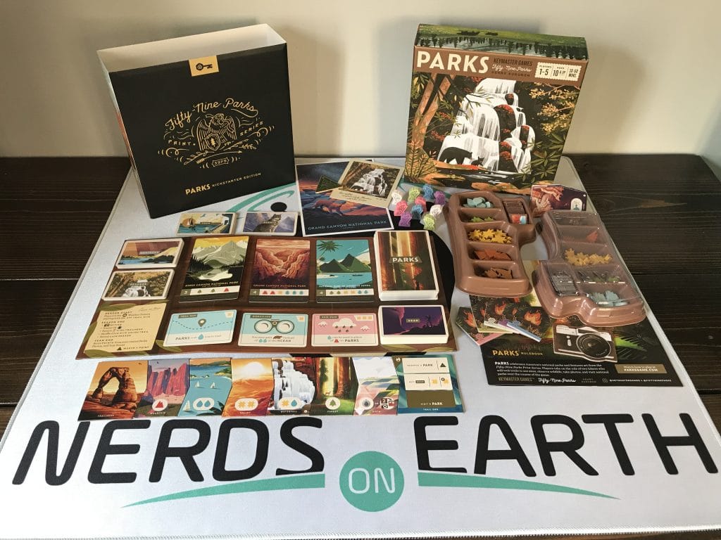 PARKS Board Game Review, all of the components that you get in the box
