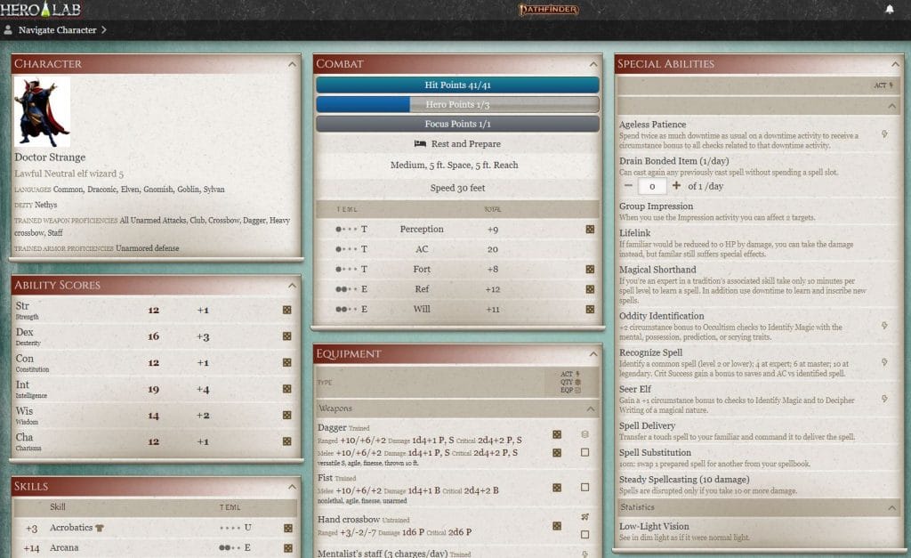 Hero Lab Online for Pathfinder Second Edition