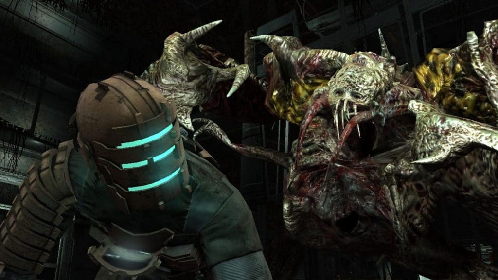 Dead Space Isaac and a Necromorph