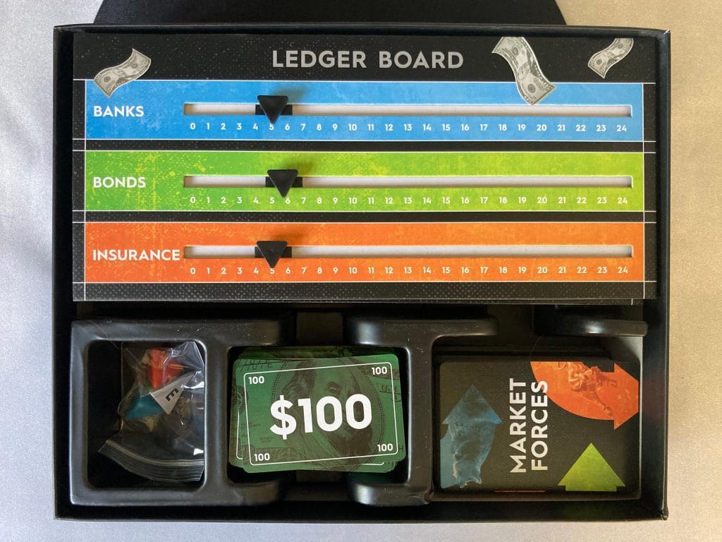 Exchange board game box insert to store the components in a logical and accessible way.