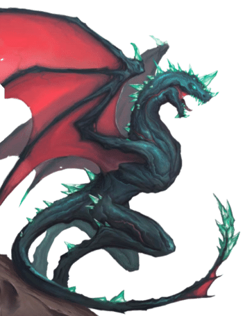 Starfinder Radiation drake, a greenish blue dragon with brilliant red wings poised for flight.