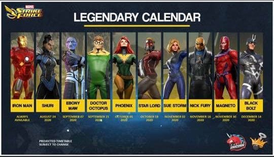Marvel Strike Force Legendary Calendar