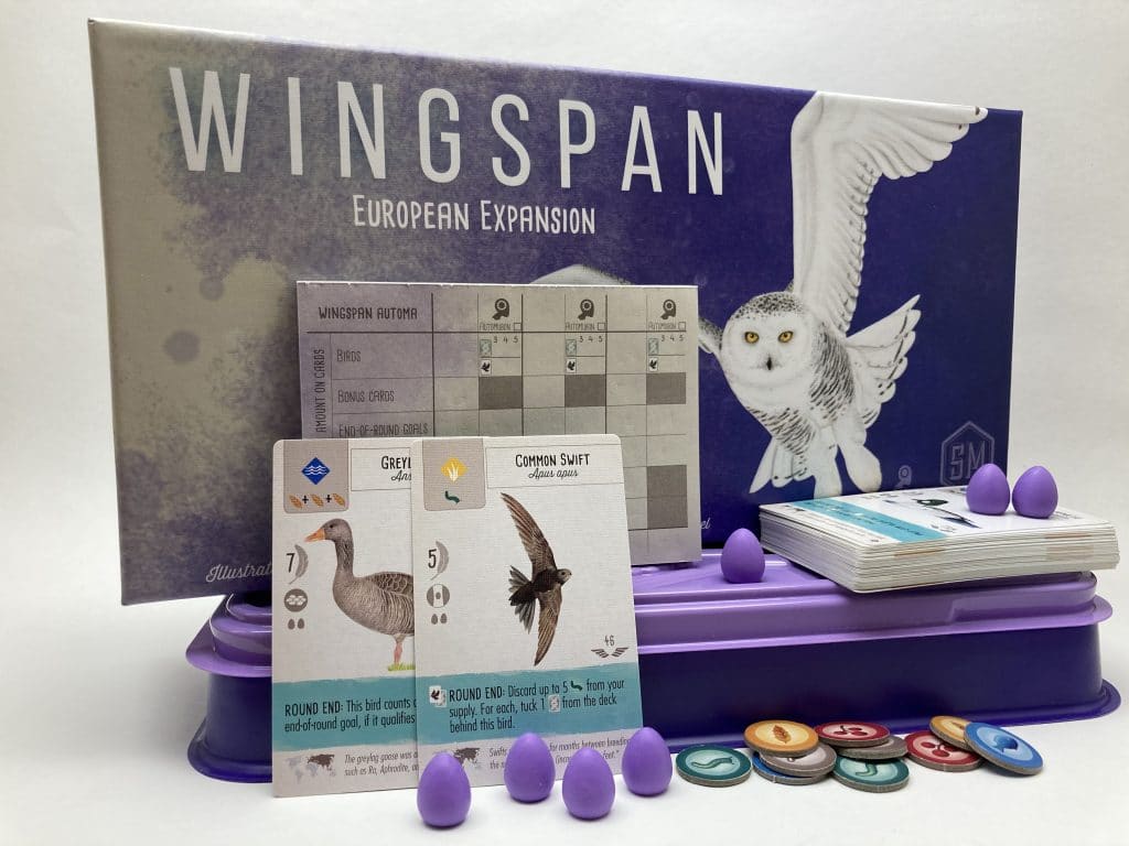 Wingspan European Expansion Board Game Box and components