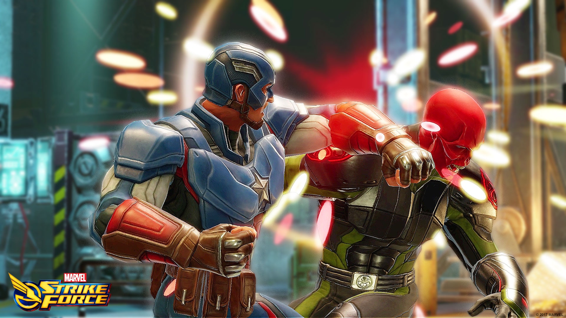 Marvel Strike Force Cap vs Red Skull