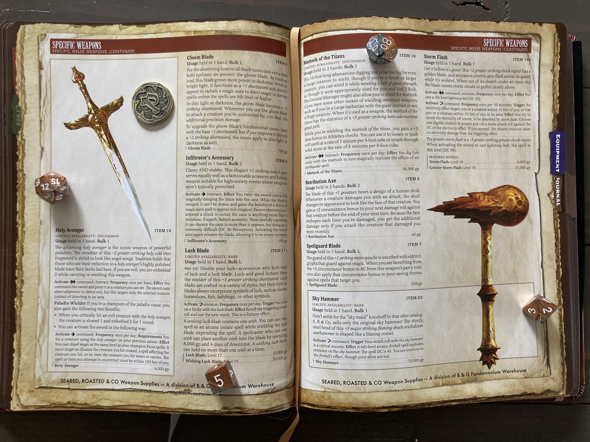 Beadle and Grimms Complete Character Chronicles for Pathfinder Fighter Weapons